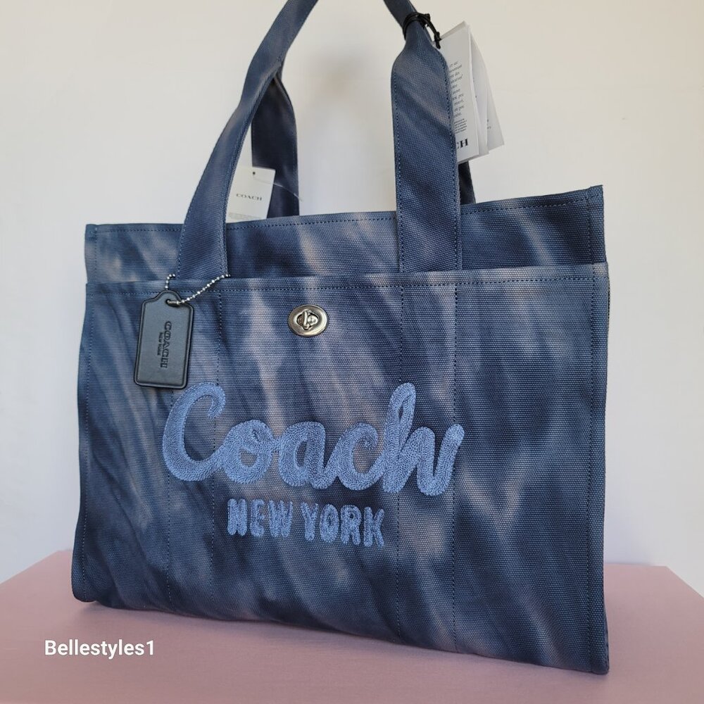 COACH Tie Dye Cargo 42 Canvas Large Tote -Midnight Navy color ⭐ - Picture 4 of 16